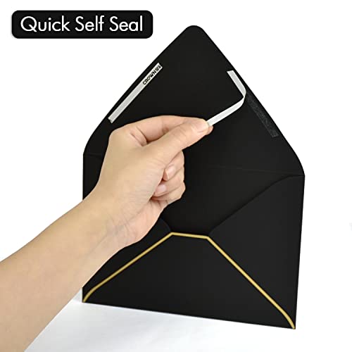 AZAZA A7 Black Envelopes 5 x 7,50Pack,- For 5x7 Cards| Self Seal| Perfect for Weddings, Invitations, Photos, Graduation, Baby Shower| Thick Luxury Paper|5.25 x 7.25 Inches (Black) - Image 4