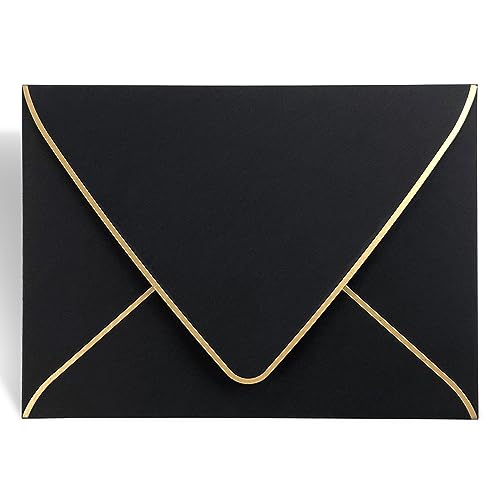 AZAZA A7 Black Envelopes 5 x 7,50Pack,- For 5x7 Cards| Self Seal| Perfect for Weddings, Invitations, Photos, Graduation, Baby Shower| Thick Luxury Paper|5.25 x 7.25 Inches (Black) - Image 1