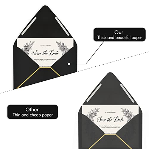 AZAZA A7 Black Envelopes 5 x 7,50Pack,- For 5x7 Cards| Self Seal| Perfect for Weddings, Invitations, Photos, Graduation, Baby Shower| Thick Luxury Paper|5.25 x 7.25 Inches (Black) - Image 3