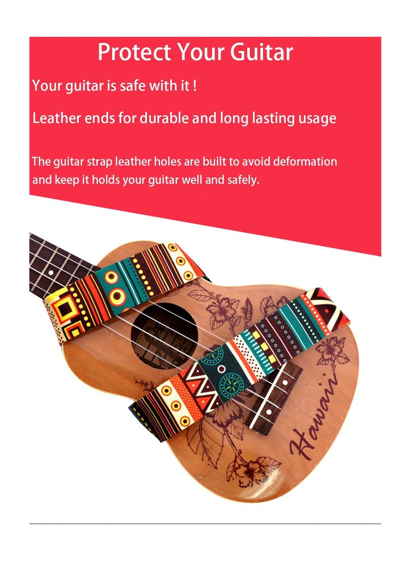 Guitar Strap, Acoustic Guitar Strap, Electric Guitar Strap Includes 3 Pick.Adjustable Classical Guitar Strap leather&Polyester,Suitable For Bass, Electric & Acoustic Guitars Pack Of 1  - Image 4