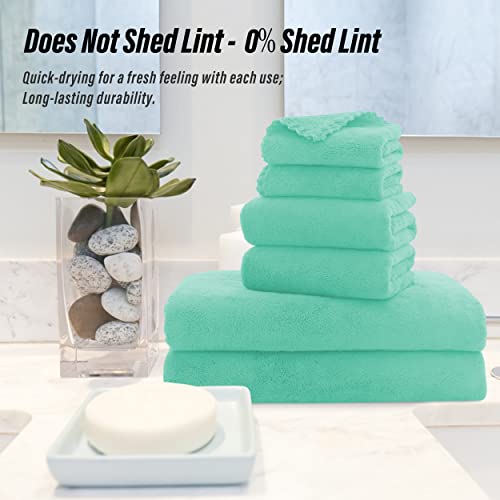 MOONQUEEN Ultra Soft Towel Set - Quick Drying - 2 Bath Towels 2 Hand Towels 2 Washcloths - Microfiber Coral Velvet Highly Absorbent Towel for Fitness, Bathroom, Sports, Yoga, Travel-Grey 6 Pcs - Image 5