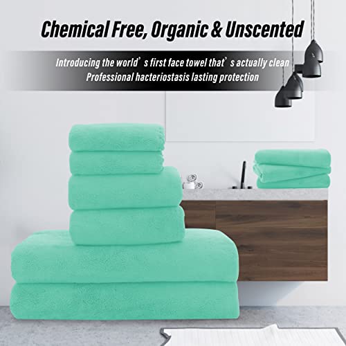 MOONQUEEN Ultra Soft Towel Set - Quick Drying - 2 Bath Towels 2 Hand Towels 2 Washcloths - Microfiber Coral Velvet Highly Absorbent Towel for Fitness, Bathroom, Sports, Yoga, Travel-Grey 6 Pcs - Image 4