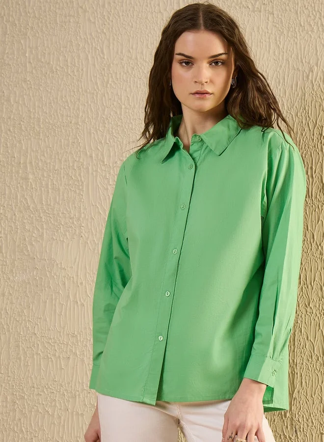 sanskrutihomes Sanskrutihomes Solid Spread Collar Long Sleeve Shirt