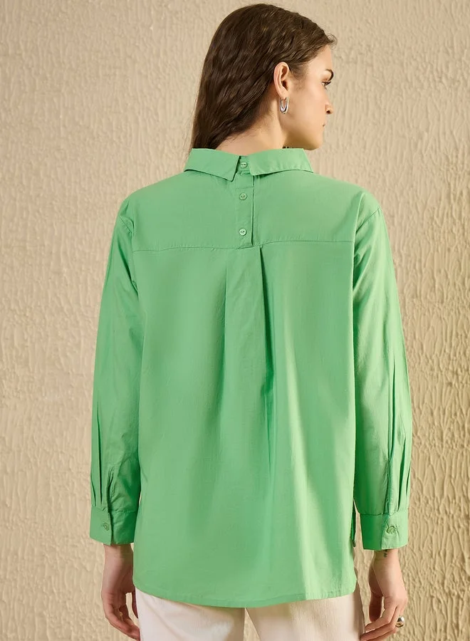 sanskrutihomes Sanskrutihomes Solid Spread Collar Long Sleeve Shirt