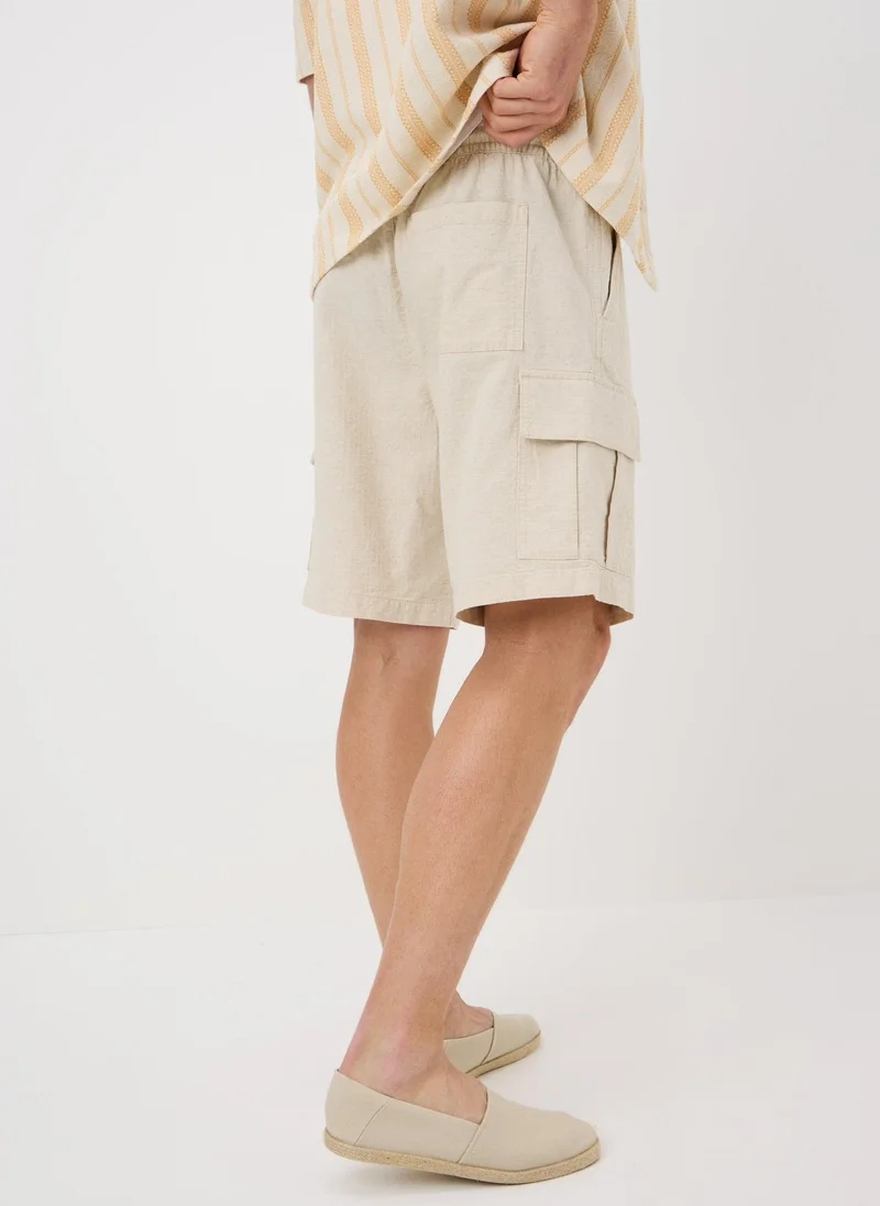 Matalan Natural Linen Blend Ripstop Cargo Shorts