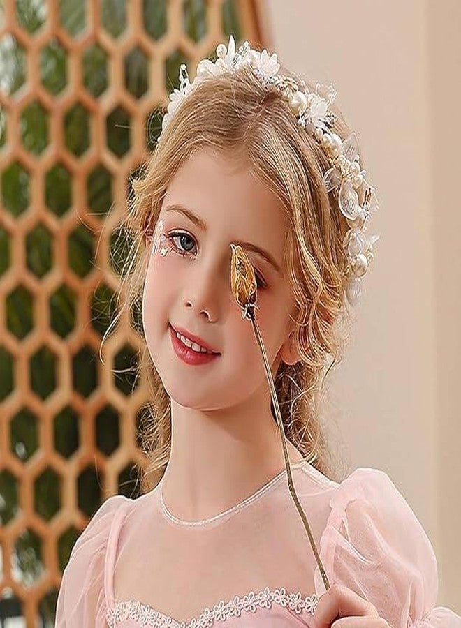 تاج لؤلؤي أنيق للفتيات - تاج شعر أميرة أنيق مزين باللؤلؤ الصناعي، إكسسوار شعر خفيف الوزن لحفلات أعياد الميلاد وحفلات الزفاف والمناسبات الخاصة - Image 2