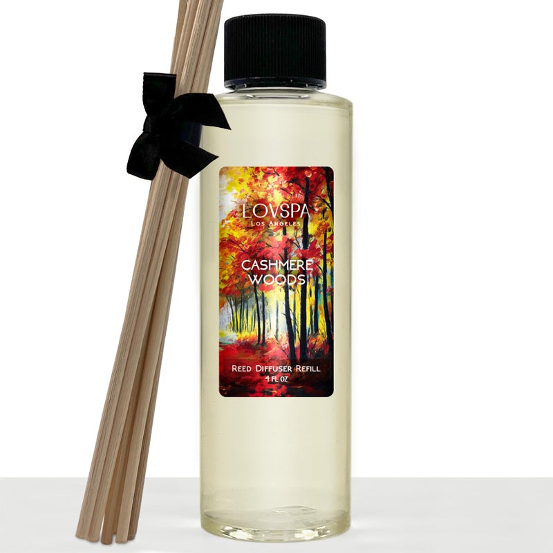 LOVSPA Cashmere Woods Diffuser Oil - Fall Essential Oils for Diffuser Refill & Air Freshener Room Spray - Long-Lasting & Natural Home Fragrance, Scented Oil for Diffusers, USA Made, 4oz - Image 1
