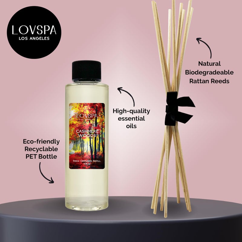LOVSPA Cashmere Woods Diffuser Oil - Fall Essential Oils for Diffuser Refill & Air Freshener Room Spray - Long-Lasting & Natural Home Fragrance, Scented Oil for Diffusers, USA Made, 4oz - Image 2