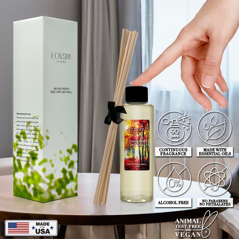 LOVSPA Cashmere Woods Diffuser Oil - Fall Essential Oils for Diffuser Refill & Air Freshener Room Spray - Long-Lasting & Natural Home Fragrance, Scented Oil for Diffusers, USA Made, 4oz - Image 5