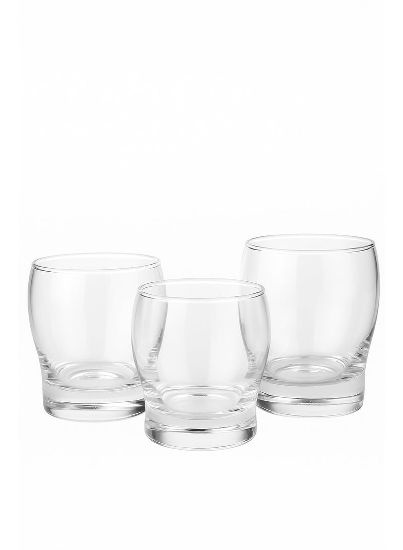 Raz Rock Glass Set 6-Piece – Clear Glass Drinkware for Water, Juice & Beverages – 150 ml / 200 ml / 250 ml - Image 1