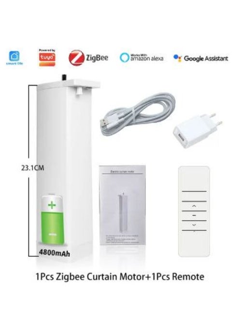 6th Generation Tuya ZigBee Battery Smart Curtains Motor With Remote USB Type with Fast Charge Electric Curtain for Window Alexa