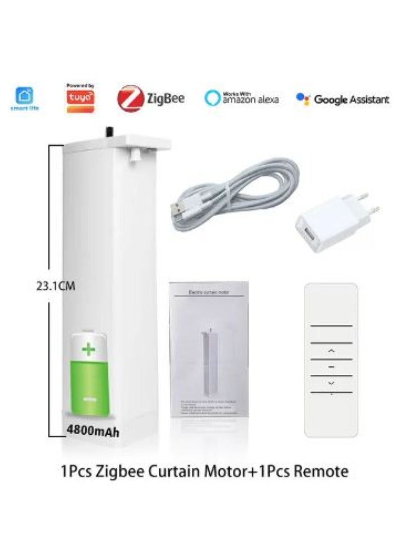 6th Generation Tuya ZigBee Battery Smart Curtains Motor With Remote USB Type with Fast Charge Electric Curtain for Window Alexa