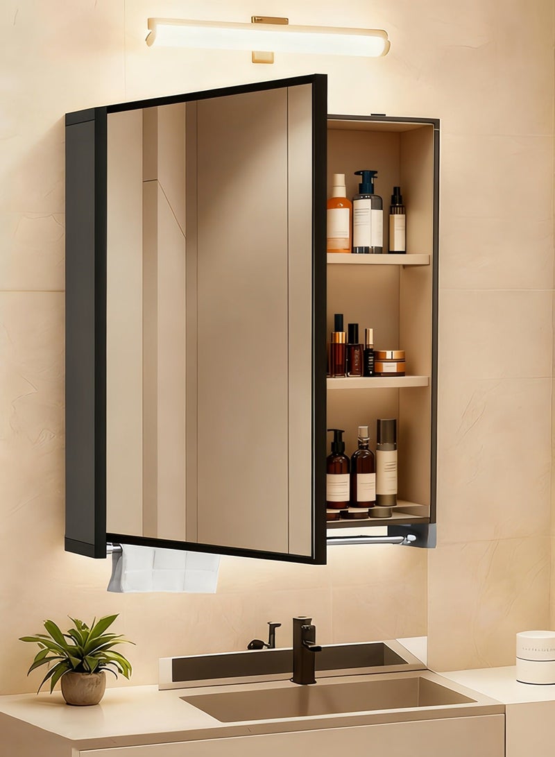 sharpdo-Wall-Mounted Mirror , Bathroom mirror Cabinet with Towel Rack (50×70×10cm) - Space Aluminum Waterproof Storage Mirror - Image 1