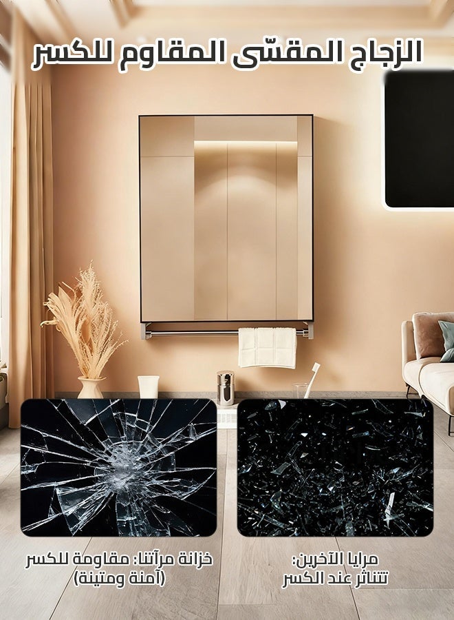 sharpdo-Wall-Mounted Mirror , Bathroom mirror Cabinet with Towel Rack (50×70×10cm) - Space Aluminum Waterproof Storage Mirror - Image 4