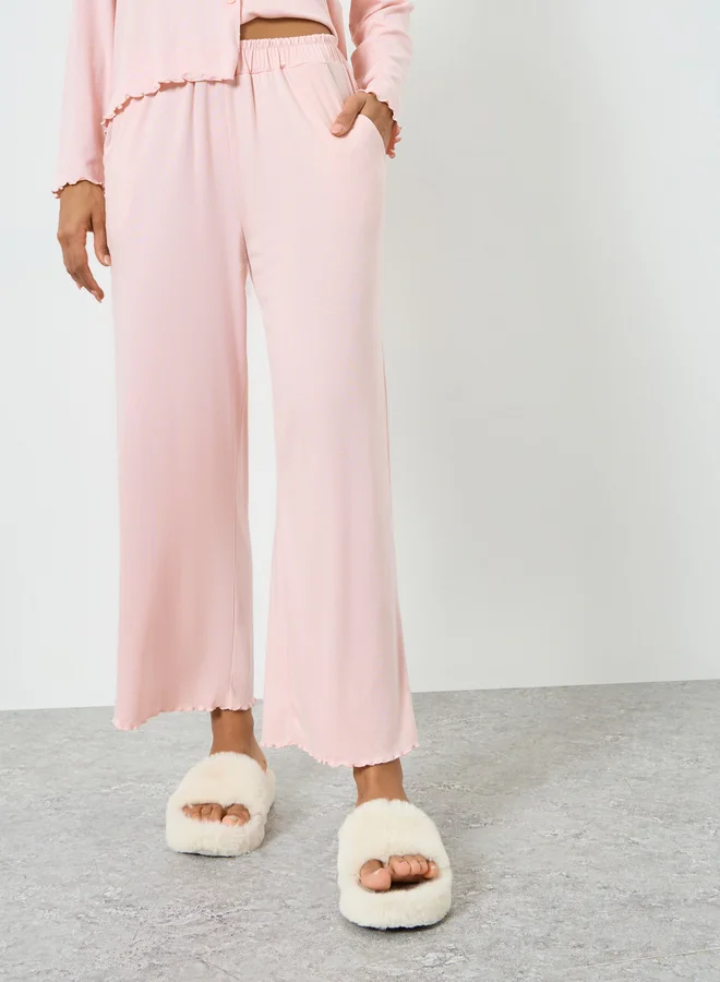 Styli  Modal Long Sleeve Shirt and Pocket Pyjama Set for Women | Best Price UAE