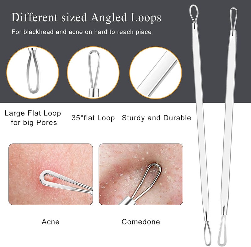 Boxoyx Pimple Popper Tool Kit - 6 Pcs Blackhead Remover Comedone Extractor Tool Kit with Metal Case for Quick and Easy Removal of Pimples, Blackheads, Zit Removing, Forehead, Facial and Nose(Silver) - Image 3