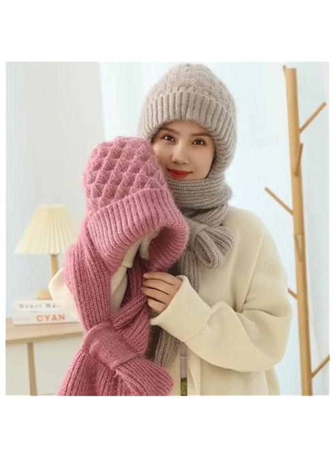 آي إس آي جزءا لا يتجزأ من نوع الأذن واقية من الرياح غطاء وشاح ، مرنة واقية من الحرارة الأذن محبوك قبعة ، وشاح مع غطاء للنساء في فصل الشتاء - Image 2