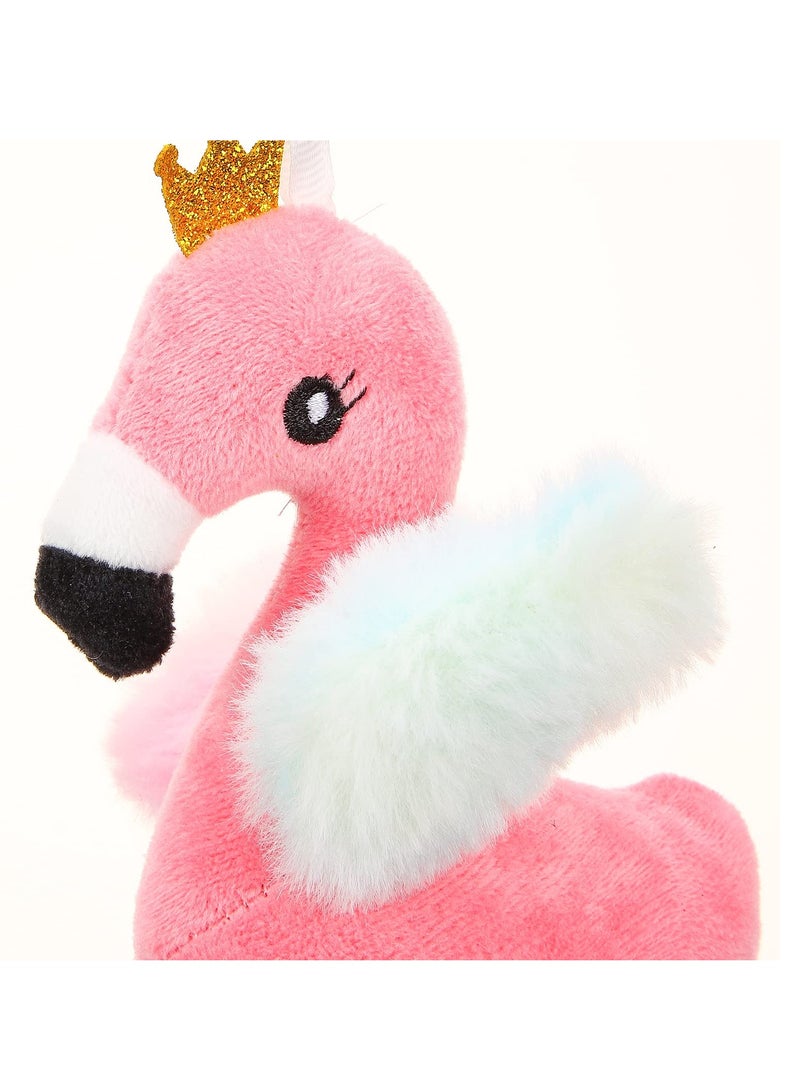 KASTWAVE 3Pcs Plush Flamingo Keychains with Glitter Crown Stuffed Animal Pendant Backpack Bag Hanging Keychain Flamingo Party Favors Pink - Image 2