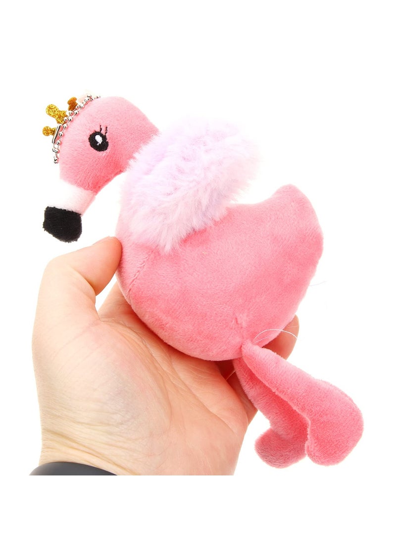 KASTWAVE 3Pcs Plush Flamingo Keychains with Glitter Crown Stuffed Animal Pendant Backpack Bag Hanging Keychain Flamingo Party Favors Pink - Image 3