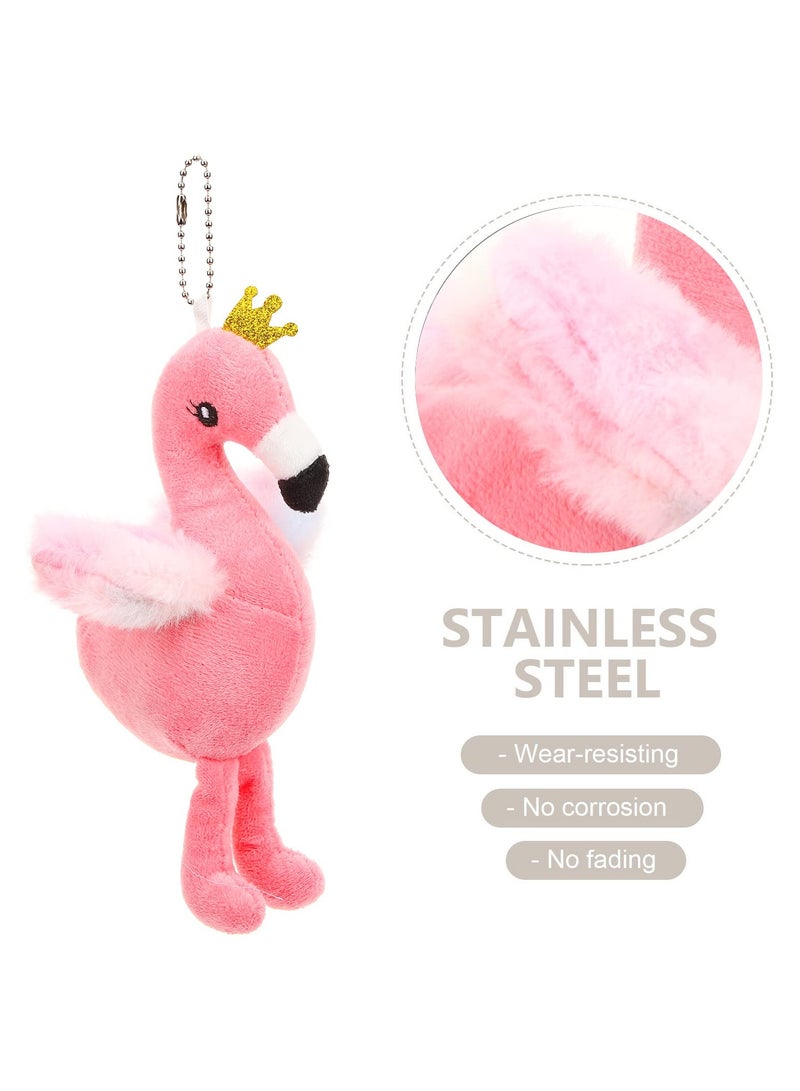 KASTWAVE 3Pcs Plush Flamingo Keychains with Glitter Crown Stuffed Animal Pendant Backpack Bag Hanging Keychain Flamingo Party Favors Pink - Image 4