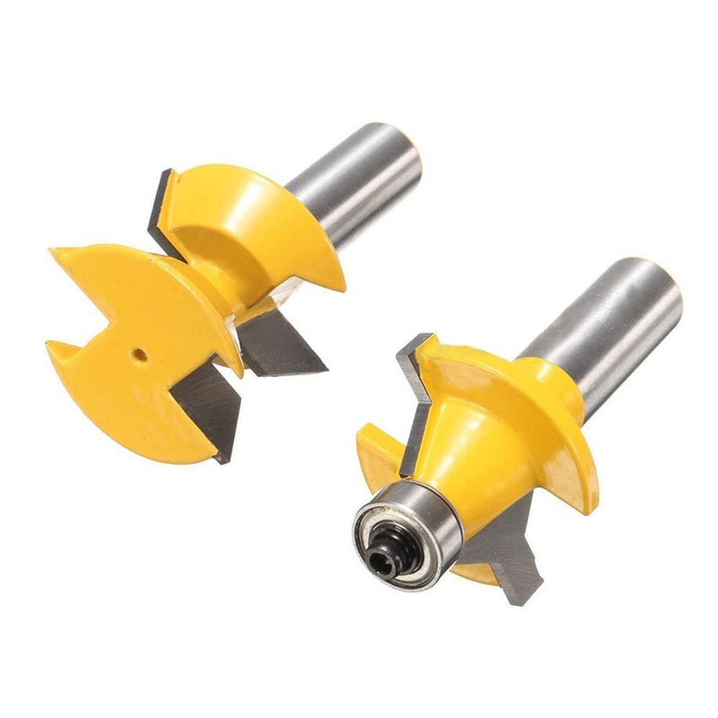 Yakamoz 2Pcs Matched 1/2" Shank Tongue and Groove Router Bit Set 120 Degree Woodworking Groove Chisel Cutter Tool - Image 3