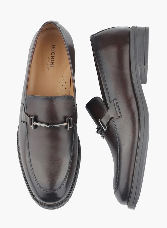 DUCHINI Men Metal Accent Slip-On Loafers