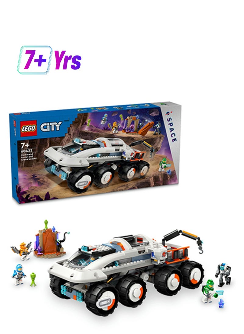 LEGO - 60432 City Command Rover And Crane Loader Outer Space Toy Building Set, Gift Idea For Ages 7 And Over, 4 Astronaut Minifigures, Robot, 2 Alien Action Figures And Planet Setting (758 Pieces) - Image 1