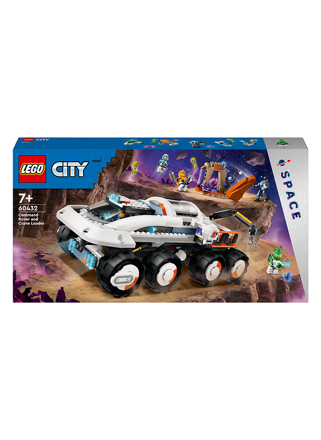 LEGO 60432 City Command Rover And Crane Loader Outer Space Toy Building Set, Gift Idea For Ages 7 And Over, 4 Astronaut Minifigures, Robot, 2 Alien Action Figures And Planet Setting (758 Pieces)