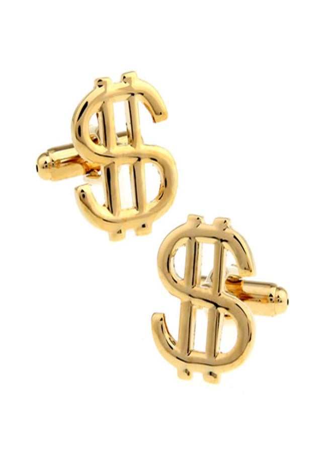 Vcufflinks Dollar Sign Currency Cufflinks Money Wedding Gift (Gold) - Image 1