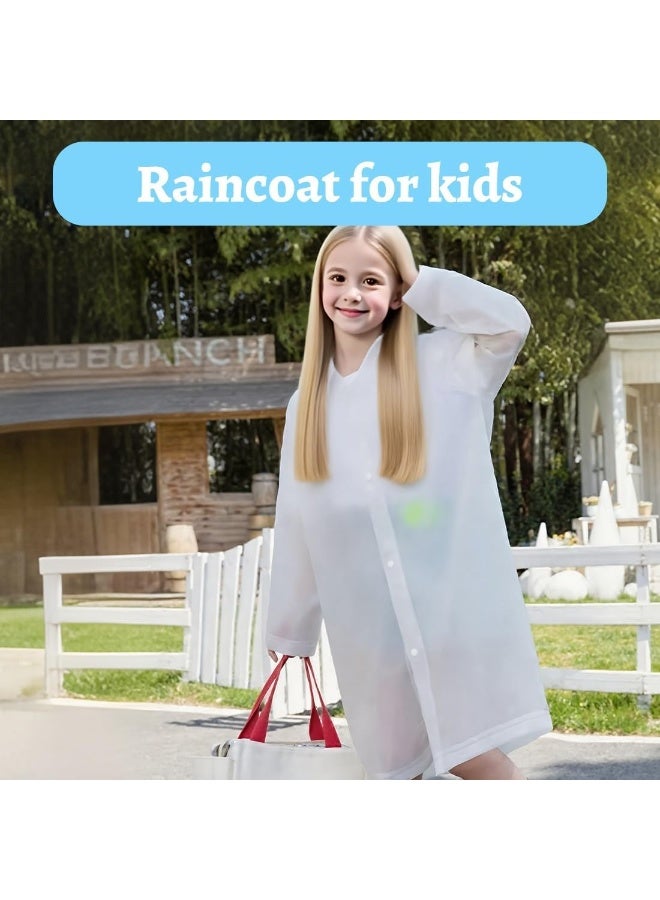 ديوتي قطعتان من بونشو المطر للأطفال، معاطف مطر قابلة لإعادة الاستخدام من مادة إي في إيه مع قلنسوة وأزرار للأولاد والبنات، أغطية مطر خفيفة الوزن ومقاومة للماء للسفر والمشي لمسافات طويلة والأنشطة الخارجية. - Image 5