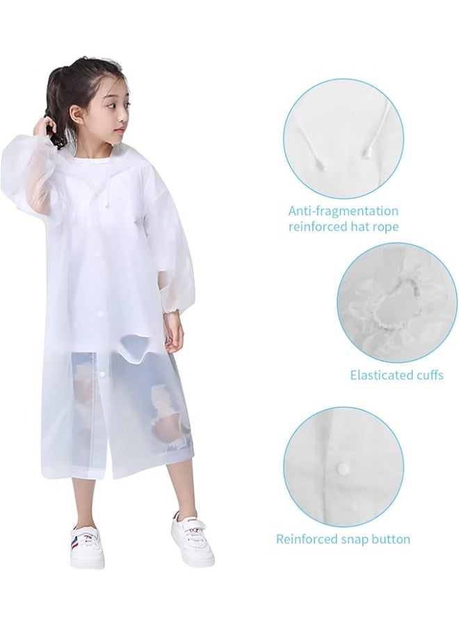 ديوتي قطعتان من بونشو المطر للأطفال، معاطف مطر قابلة لإعادة الاستخدام من مادة إي في إيه مع قلنسوة وأزرار للأولاد والبنات، أغطية مطر خفيفة الوزن ومقاومة للماء للسفر والمشي لمسافات طويلة والأنشطة الخارجية. - Image 2