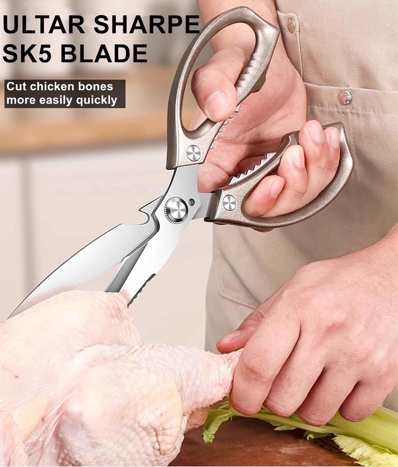 Honsen Kitchen Scissors, All Purpose，Ultra Sharp Meat Scissors，Heavy Duty Cooking Scissor，Dishwash Safe Stainless Steel Kitchen Shears for Food, Chicken Bones, Turkey - Image 5