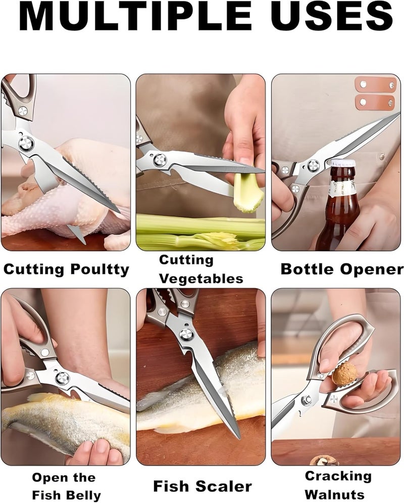 Honsen Kitchen Scissors, All Purpose，Ultra Sharp Meat Scissors，Heavy Duty Cooking Scissor，Dishwash Safe Stainless Steel Kitchen Shears for Food, Chicken Bones, Turkey - Image 4
