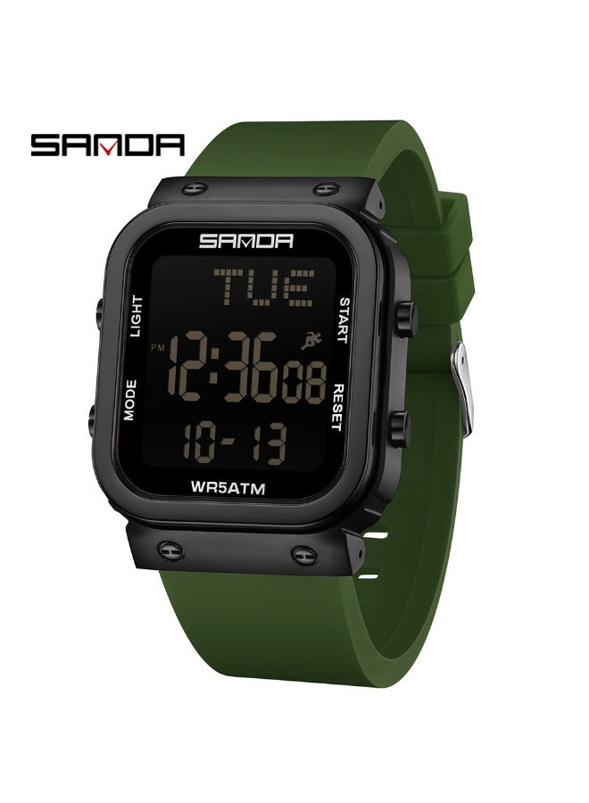 Sanda Square Single-Display Digital Men's Watch, Multifunctional Alarm Clock Luminous Outdoor Sports Water-Resistant Wrist Watch 9081 - Image 1