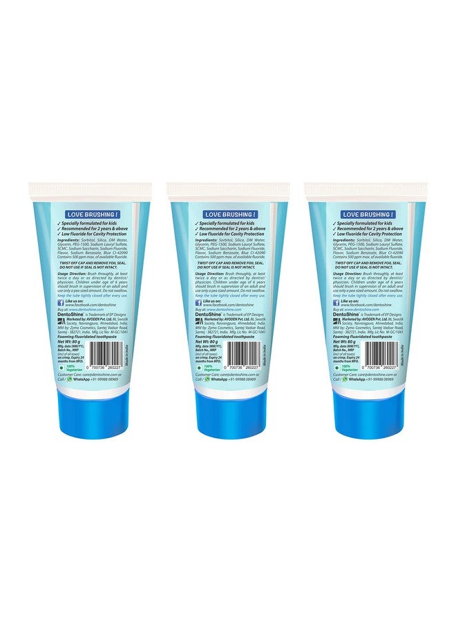 DentoShine Gel Toothpaste For Kids | Pack Of 3 (3, Bubblegum) - Image 3