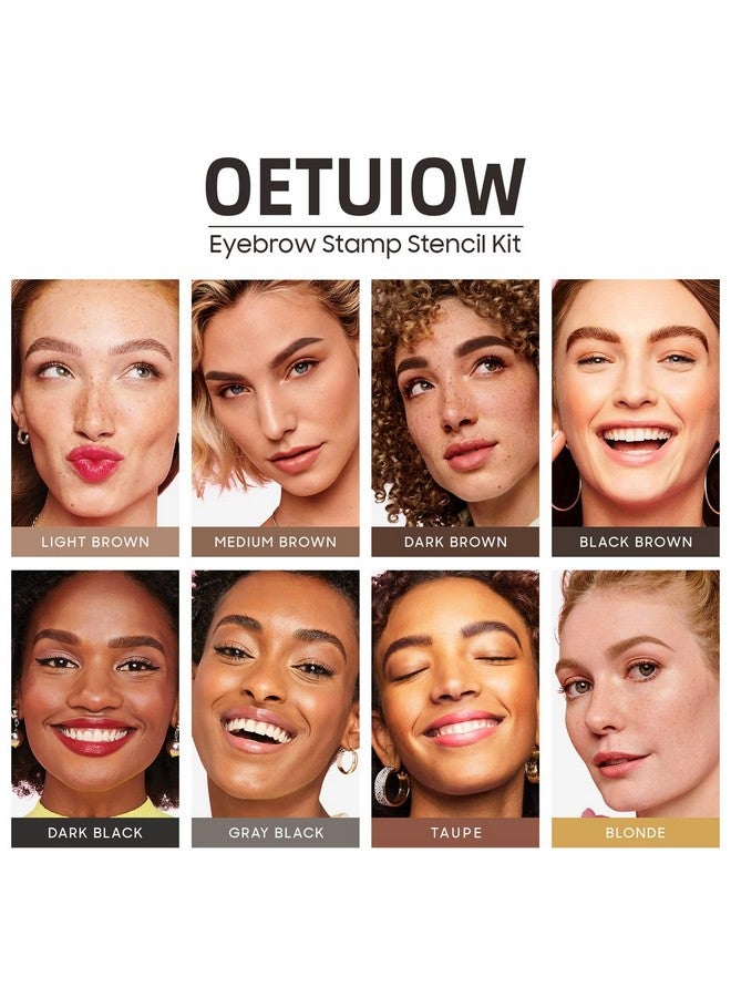 OETUIOW Eyebrow Stamp Stencil Kit One Step Eye Brow Stencil Kit With 24 Reusable Thin & Thick Eyebrow Stencils Long Lasting Waterproof & Smudge Proof Brow Stamp Kit For Perfect Eye Makeup Black Brown - Image 5
