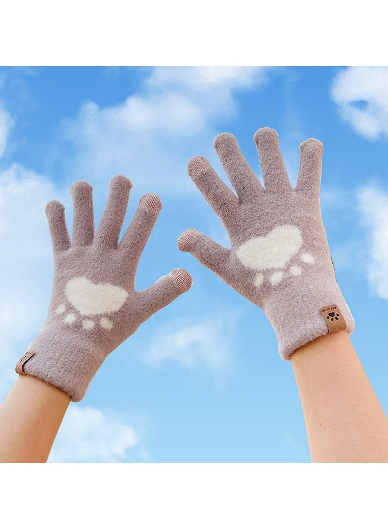 Loquat Solid Knit Gloves 