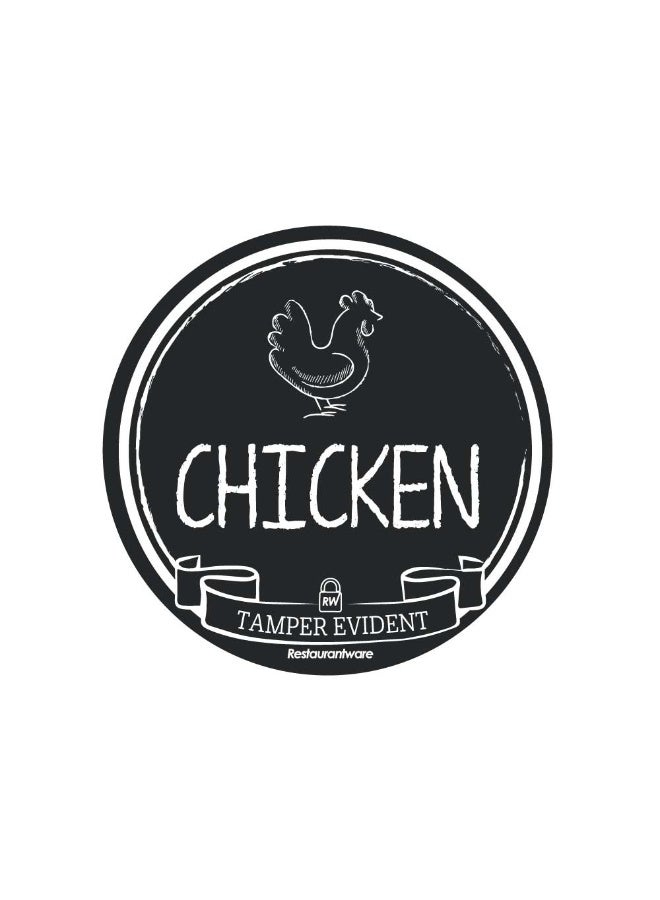 Restaurantware Label Tek 2 Inch Tamper-Evident Stickers For Chicken, 500 Rolled Tamper Seal Stickers - Chalkboard Design, For Safe Food Delivery, Black With White Font Plastic To Go Stickers - Image 1