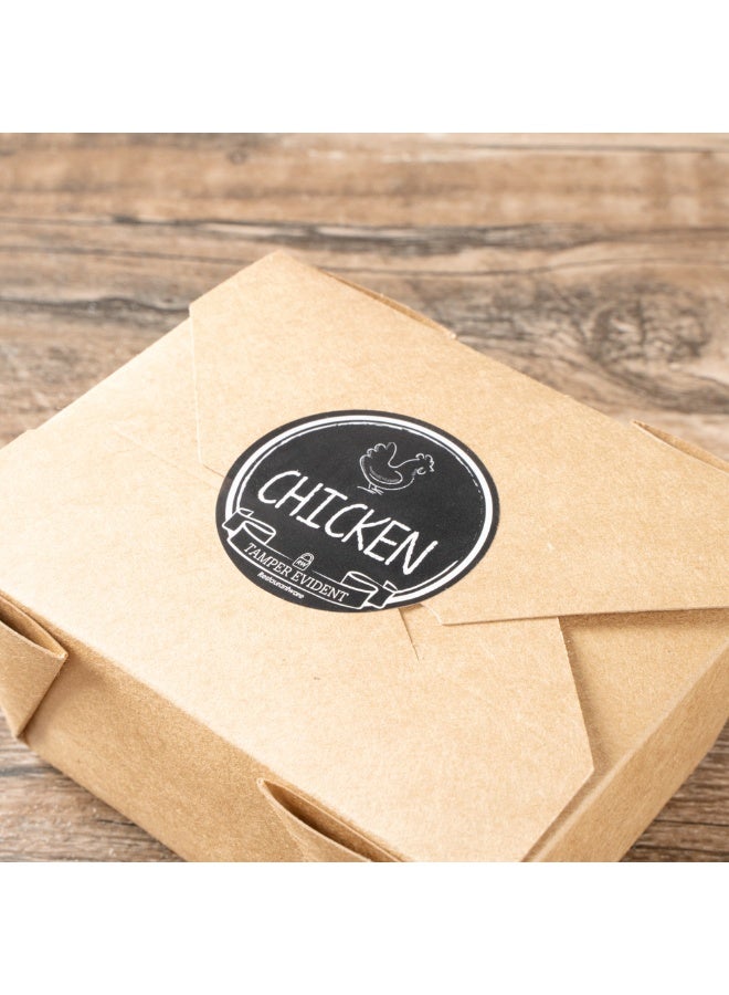 Restaurantware Label Tek 2 Inch Tamper-Evident Stickers For Chicken, 500 Rolled Tamper Seal Stickers - Chalkboard Design, For Safe Food Delivery, Black With White Font Plastic To Go Stickers - Image 4