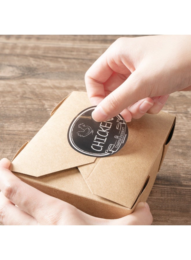Restaurantware Label Tek 2 Inch Tamper-Evident Stickers For Chicken, 500 Rolled Tamper Seal Stickers - Chalkboard Design, For Safe Food Delivery, Black With White Font Plastic To Go Stickers - Image 5