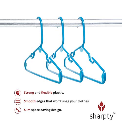 Sharpty Kids Plastic Hangers, Children's Hangers for Baby, Toddler, and Child Clothes - Everyday Standard Use - Ideal for Boys and Girls Closet, Clothing, Pants, Coats, and More - Blue, 40 Pack - Image 4
