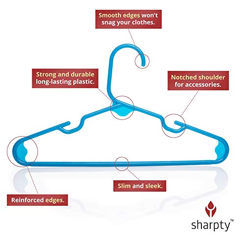 Sharpty Kids Plastic Hangers, Children's Hangers for Baby, Toddler, and Child Clothes - Everyday Standard Use - Ideal for Boys and Girls Closet, Clothing, Pants, Coats, and More - Blue, 40 Pack - Image 3