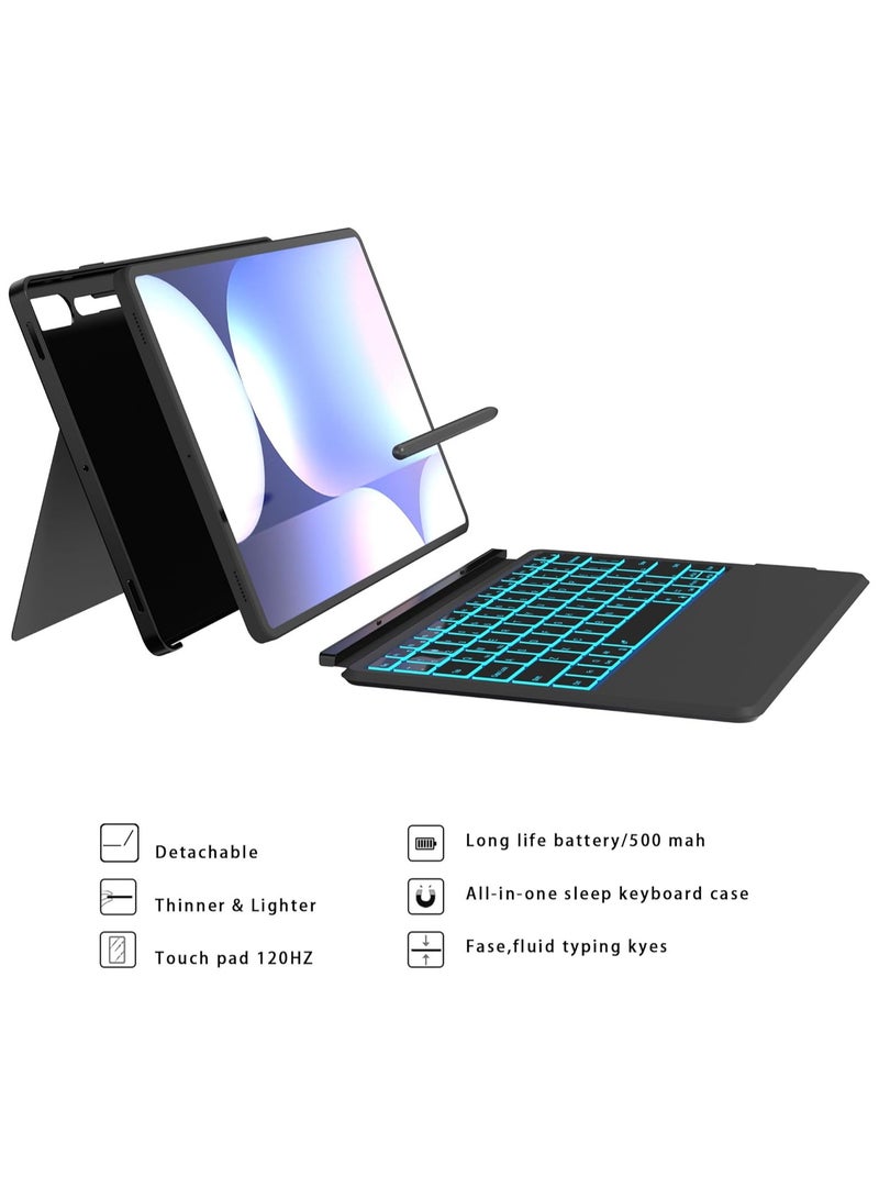 Keyboard Case for Samsung Galaxy Tab S10+/S9+/S9 FE+ Plus 12.4 Inch: One-button DEX mode, 7-color backlight, smart touchpad, ultra-thin case with S-PEN holder  - Image 4