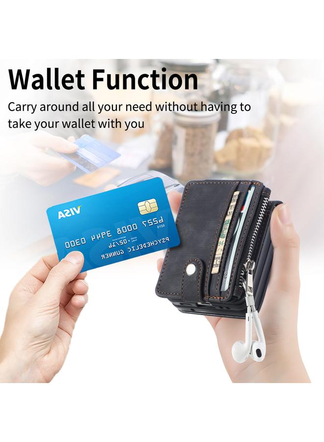 اس-توب جراب لهاتف Samsung Galaxy Z Flip6 5G جراب محفظة بسحاب من مادة البولي يوريثان بملمس الجلد - Image 2