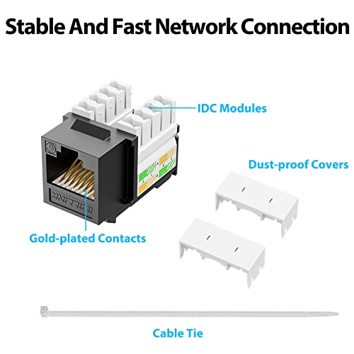 iwillink 10Gbps Cat6 Ethernet Coupler - 90-Degree Keystone Jack Adapter (Black) 10-Pack - Image 4