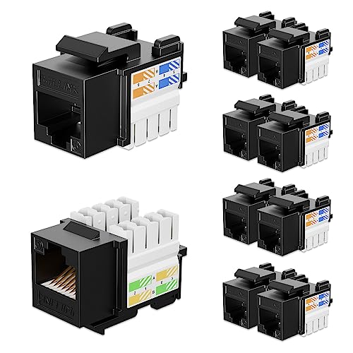 iwillink 10Gbps Cat6 Ethernet Coupler - 90-Degree Keystone Jack Adapter (Black) 10-Pack - Image 1