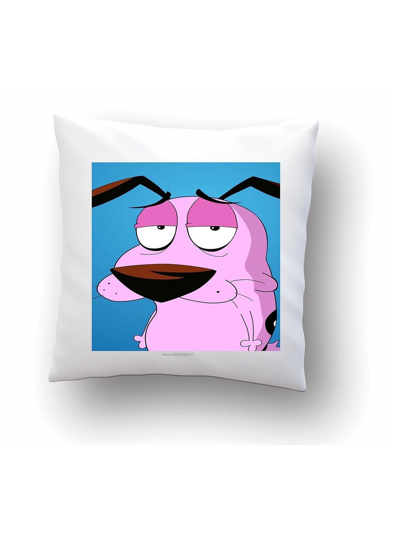 CRAFT MANIACS CRAFT MANIACS Printed Cartoon TV Courage Dog Judging 16 16 Pillow with Cover UBER Cool Merch for 90S Kids Cartoon Lovers  - Image 1