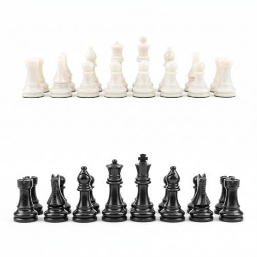 OceanicX Handcrafted Premium Marble Chess Pieces Set Elegant 32Piece Replacement for 1215 Inch Chess Boards with Storage Box Black and White - Image 1