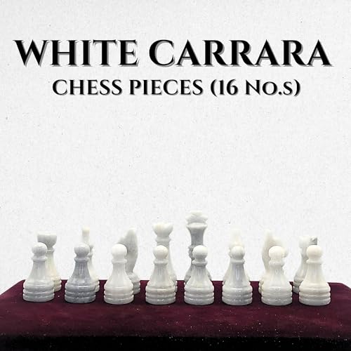 OceanicX Handcrafted Premium Marble Chess Pieces Set Elegant 32Piece Replacement for 1215 Inch Chess Boards with Storage Box Black and White - Image 5