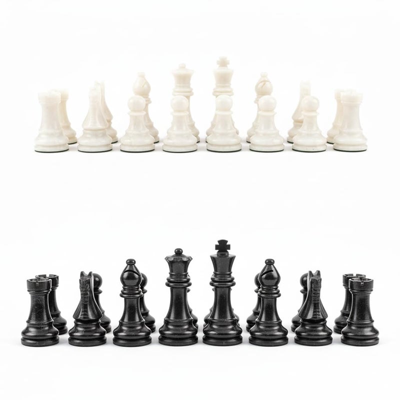 OceanicX Handcrafted Premium Marble Chess Pieces Set Elegant 32Piece Replacement for 1215 Inch Chess Boards with Storage Box Black and White - Image 3